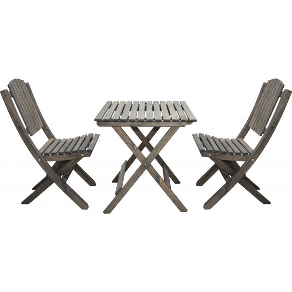 Table de groupe d'extrieur Wilma 65 x 65 cm avec 2 chaises Visby - Gris