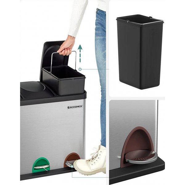 Maiken afvalbak 54 l - Zilver/zwart Maiken afvalbak 54 l - Zilver/zwart