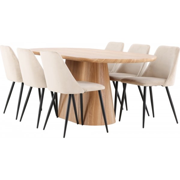Matbord Stjärnö med 6 st Night stolar - Beige/svart Matbord Stjärnö med 6 st Night stolar - Beige/svart