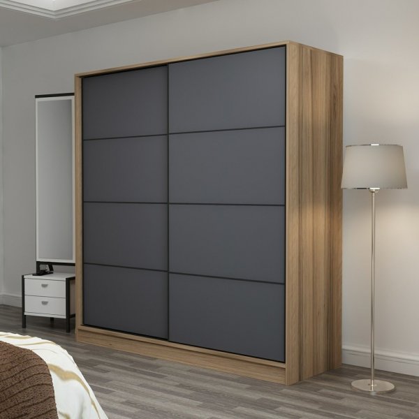 Armoire Kapusta 220x52x210 cm, variante A - Marron/anthracite Armoire Kapusta 220x52x210 cm, variante A - Marron/anthracite
