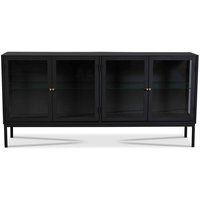 Cliff sideboard i plåt med 4 dörrar - Svart / Klarglas Cliff sideboard i plåt med 4 dörrar - Svart / Klarglas