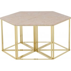 Set de table basse Trivial 90 x 90 cm - Blanc crme/jaune