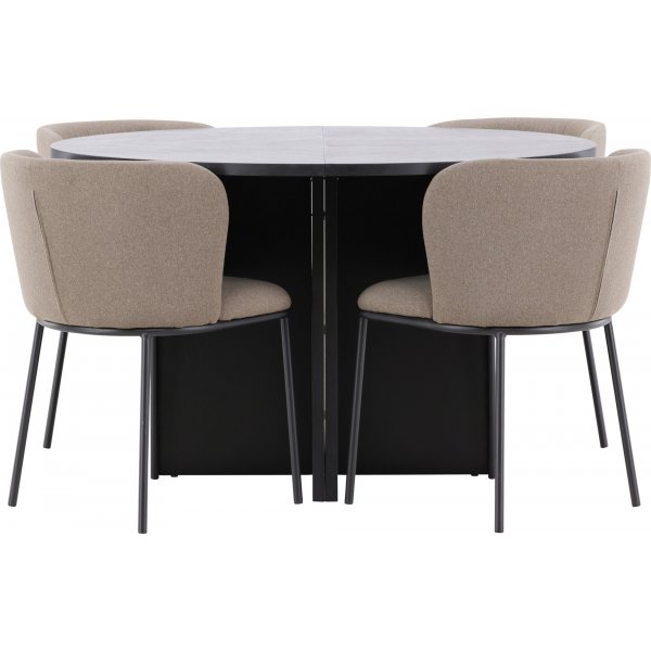 Matbord Strada med 4 st Edina stolar - Brun/svart + 3.00 x Mbeltassar