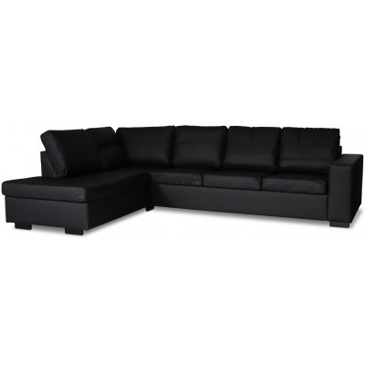 Solna soffa i läder öppet avslut A3 - Svart bonded leather + Möbelvårdskit för textilier