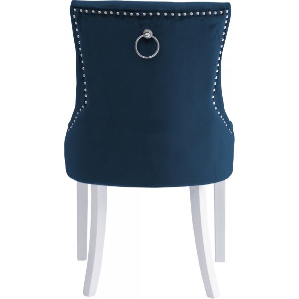 Matstol Tuva blå sammet med vita ben Matstol Tuva blå sammet med vita ben