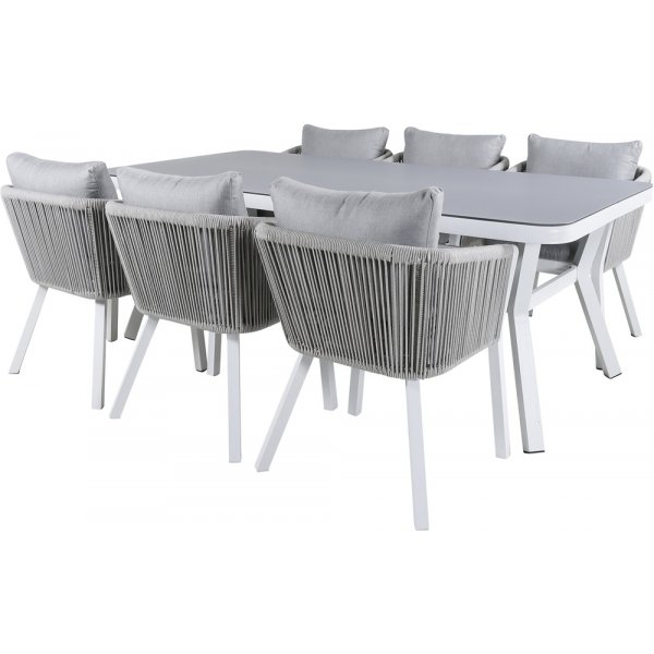 Virya utematgrupp med 6 st Virya stolar - Grå/Vit Virya utematgrupp med 6 st Virya stolar - Grå/Vit