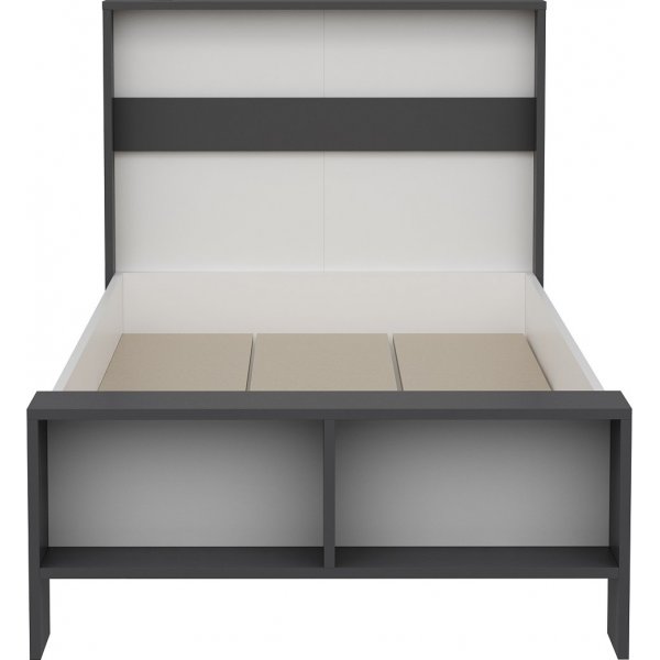 Life eenpersoonsbed 90x190 cm - Antraciet/wit