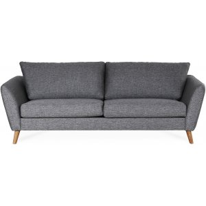 Country 3-sits soffa - Grå (tyg) + Möbelvårdskit för textilier