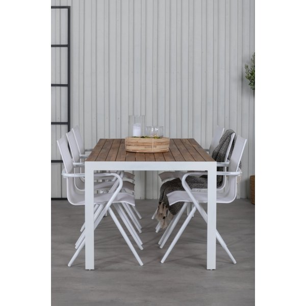 Bois utematgrupp med 6 st Alina stolar - Vit/Akacia Bois utematgrupp med 6 st Alina stolar - Vit/Akacia