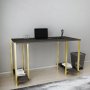 Academy skrivbord 125,2 x 60 cm - Guld/mrkgr