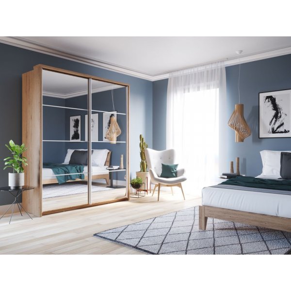 Mervyn garderob med speglar B180 cm - Shetland ek