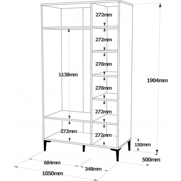 Aristo garderob - Felt/antracit