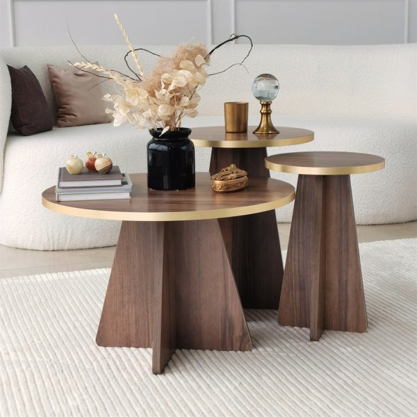 Set de table d\\\'appoint Mushroom Ø30/40 cm - Or/noyer Set de table d\\\'appoint Mushroom Ø30/40 cm - Or/noyer