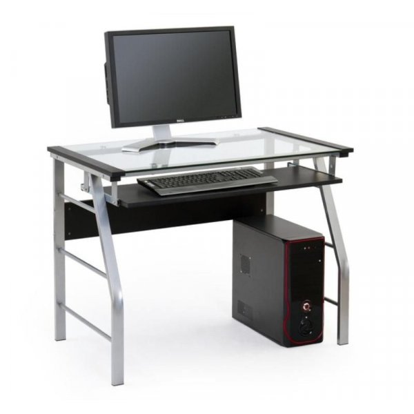 Harper datorbord 100x60 cm - Krom/svart