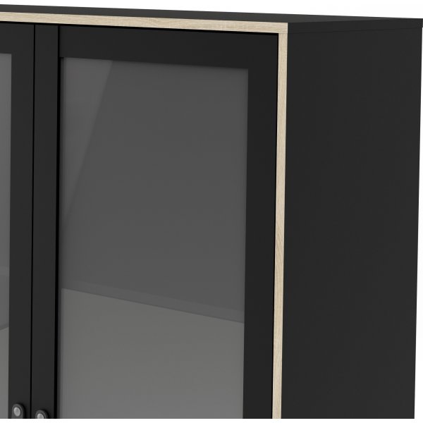 Stoppelvitrinekast - Zwart/eiken Stoppelvitrinekast - Zwart/eiken