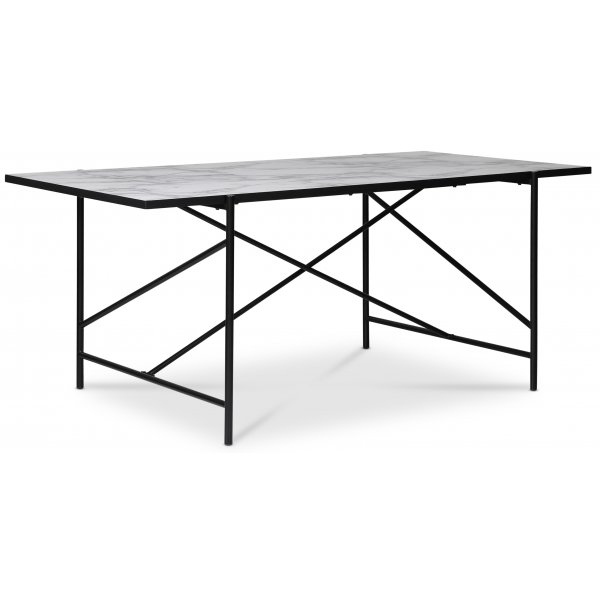 Portland matbord 180x90 cm - Marmor/svart