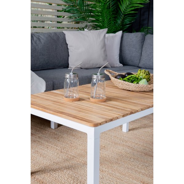 Copacabana hörnsoffgrupp - Vit/Teak/Grå Copacabana hörnsoffgrupp - Vit/Teak/Grå