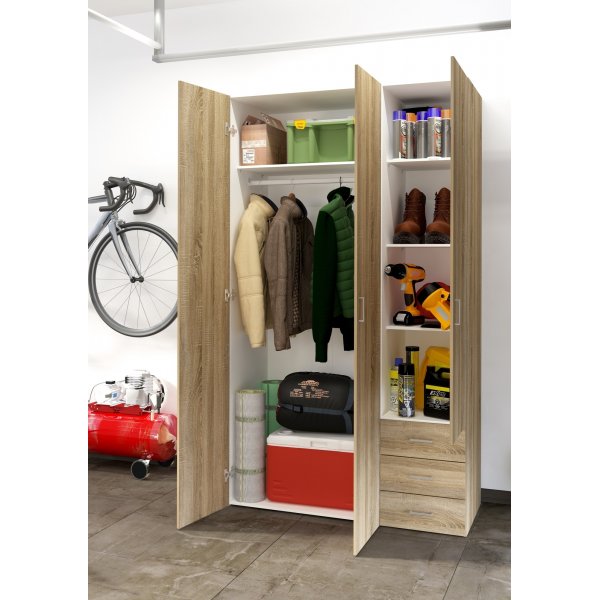 Armoire Space avec 3 portes et 3 tiroirs - Chêne Armoire Space avec 3 portes et 3 tiroirs - Chêne