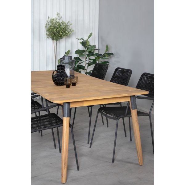 Julian utematgrupp med 6 st Lindos karmstolar - Svart/Natur