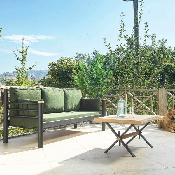 Kappis 3-sits utesoffa - Svart/grn