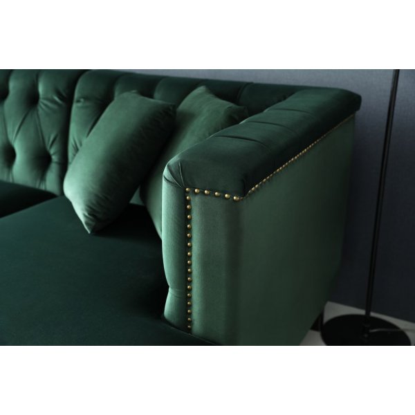 Soffa med divan grön sammet - Bellas Soffa med divan grön sammet - Bellas
