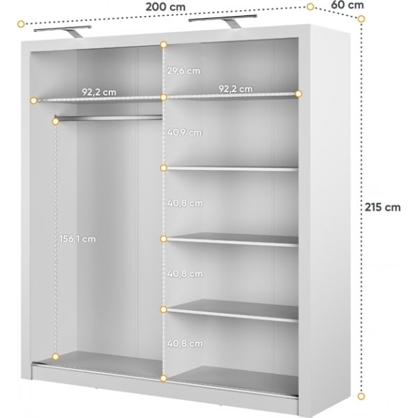 Armoire Einar 16 avec éclairage LED - Blanc Armoire Einar 16 avec éclairage LED - Blanc