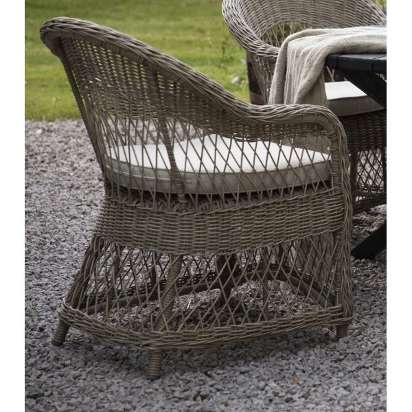 Buitenfauteuil van synthetisch rotan in natuurlijke kleur Buitenfauteuil van synthetisch rotan in natuurlijke kleur