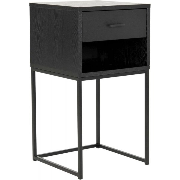 Domino sngbord med hylla - Svart askfaner