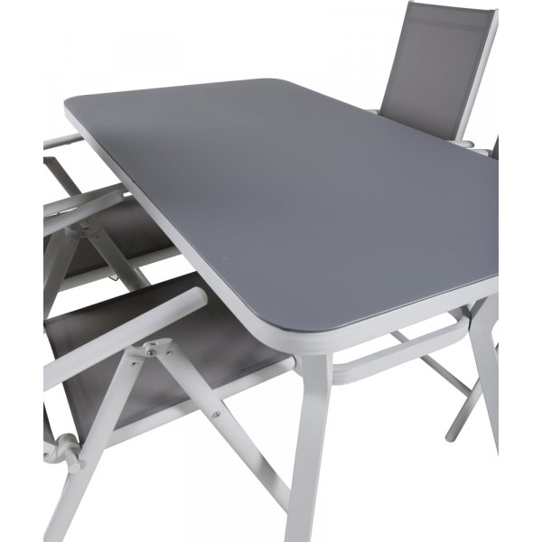 Ensemble de repas d'extrieur Virya avec 4 chaises Break - Gris/Blanc