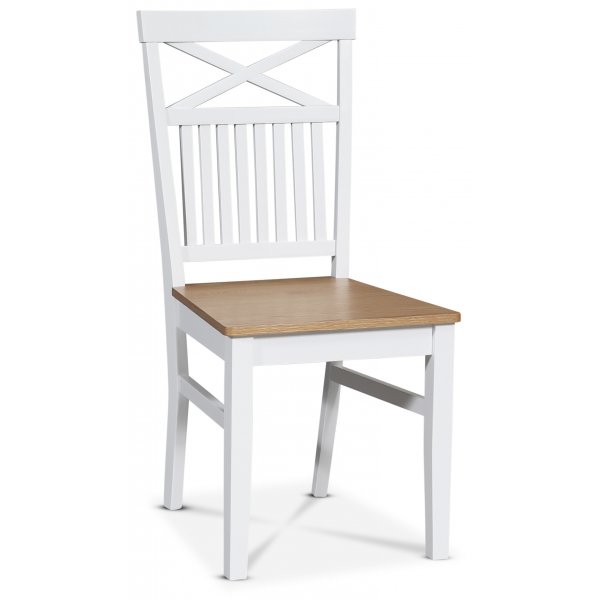 Gåsö matgrupp: Bord 180 cm inklusive 6 Fårö stolar med kryss - Vit/Ek + 4.00 x Möbeltassar Gåsö matgrupp: Bord 180 cm inklusive 6 Fårö stolar med kryss - Vit/Ek + 4.00 x Möbeltassar