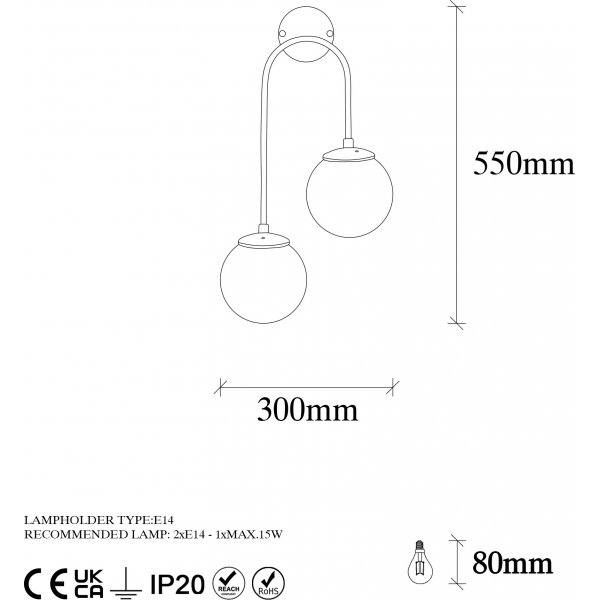 Klenod wandlamp 10585 - Goud/wit