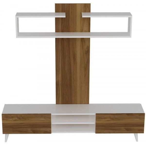 Dem TV-bänk - Vit/valnöt Dem TV-bänk - Vit/valnöt