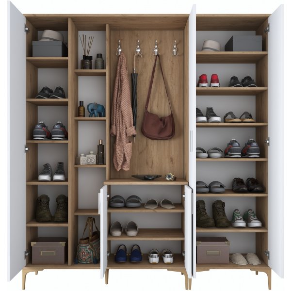 Meuble d\\\'entre Esa 180 x 37,5 x 198,6 cm Variante B - Noyer/blanc