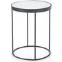 Ray sidobord 47 cm - Svart metall / Vit rundstav / Glas