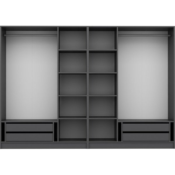 Cikani garderob med spegeldörrar 225x52x210 cm - Antracit Cikani garderob med spegeldörrar 225x52x210 cm - Antracit