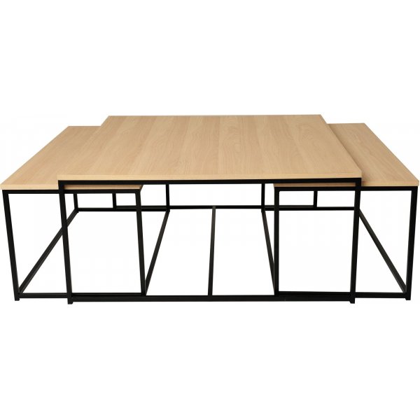 Table basse Andora 3-en-1 100x100 - Placage chne pigment blanc