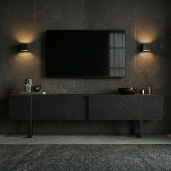 TV-b�nk Orost 180 cm - Wood black/svart