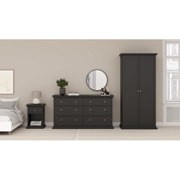 North Dubbelbyrå med 6 lådor - Matt svart North Dubbelbyrå med 6 lådor - Matt svart