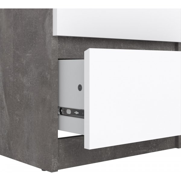 Naia smal dressoir met 5 lades - Beton/wit Naia smal dressoir met 5 lades - Beton/wit