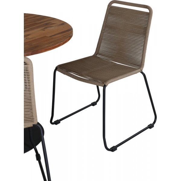 Cot utematgrupp med 4 st Lindos stolar - Beige/Svart/Natur