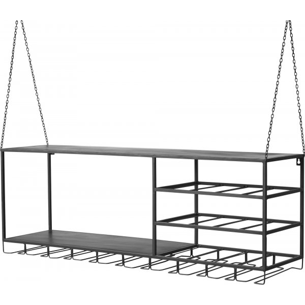 Wall barhylla i metall - Svart