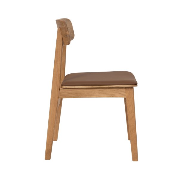 Kleppen stol i oljad ek med brun sits