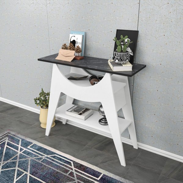 Ese avlastnigsbord 100 x 35 cm - Vit/svart Ese avlastnigsbord 100 x 35 cm - Vit/svart