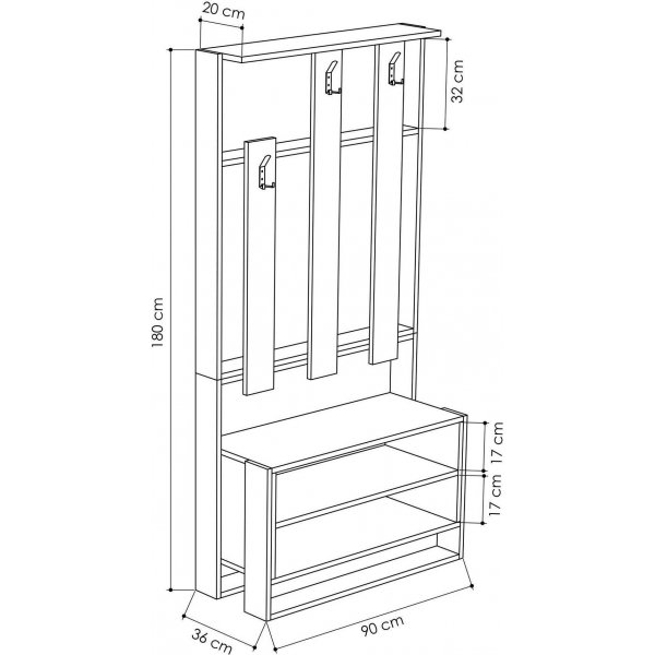 Meuble d\\\'entrée Chester - Blanc/chêne Meuble d\\\'entrée Chester - Blanc/chêne