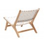 Linnea loungestol - Vit lder med ljus teak