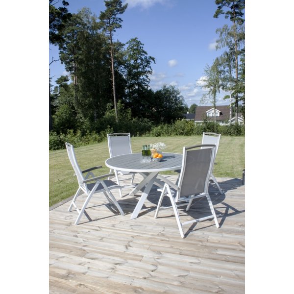 Parma matbord 140 cm - Gr/Vit