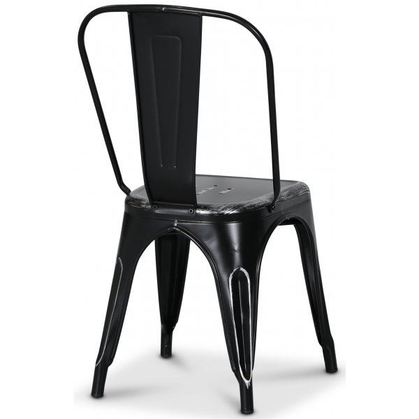 Plåtstol Industry Ingo i plåt - Borstad Svart / Silver + Möbeltassar Plåtstol Industry Ingo i plåt - Borstad Svart / Silver + Möbeltassar