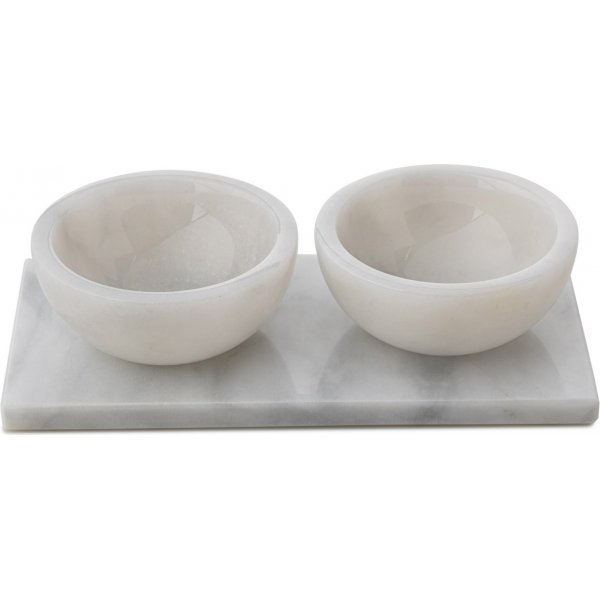 Skålar och bricka i vit Thassosmarmor - 3 delar Skålar och bricka i vit Thassosmarmor - 3 delar