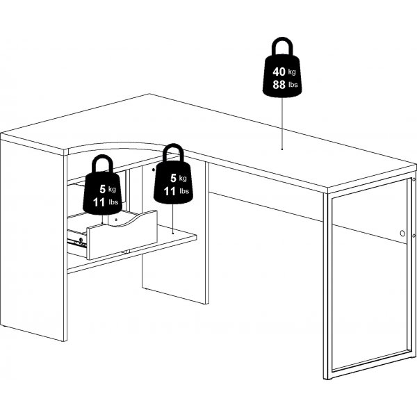 Bureau Function Plus 145,1 x 81 x 76,8 cm - Blanc/truffe Bureau Function Plus 145,1 x 81 x 76,8 cm - Blanc/truffe