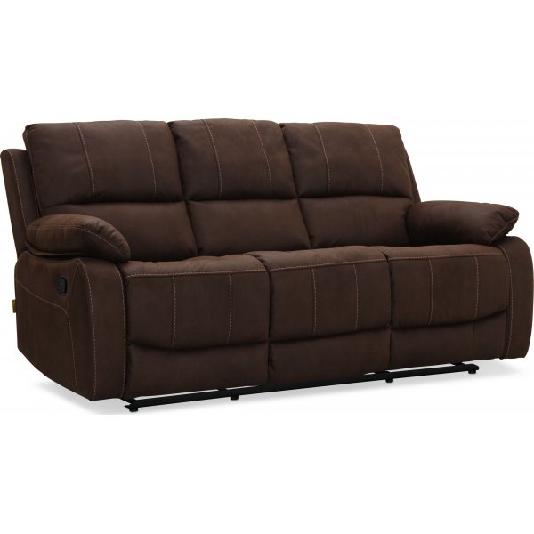 Texas manuell 3-sits reclinersoffa - Brun tyg